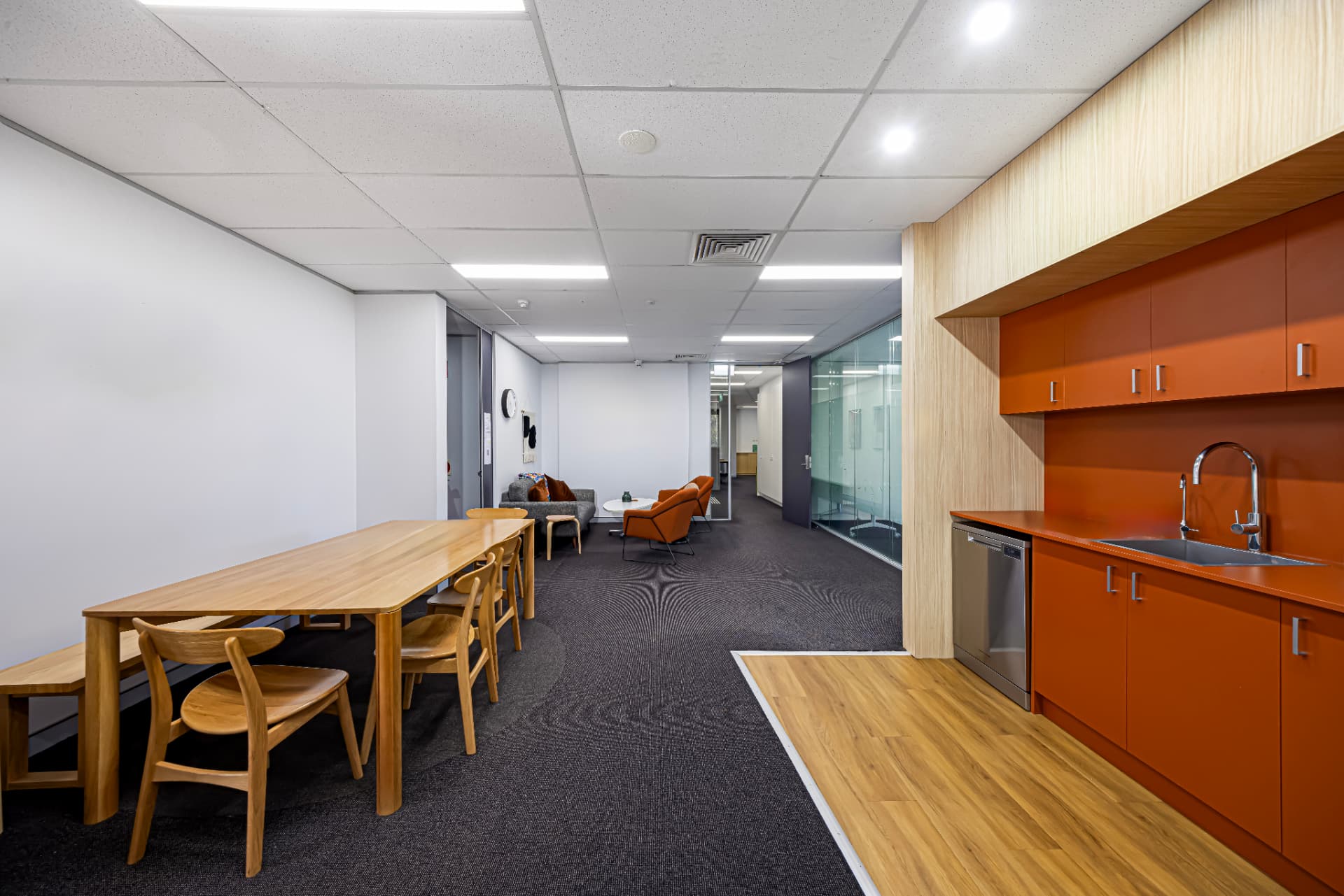 Staff breakout, kitchen and informal meeting area.
